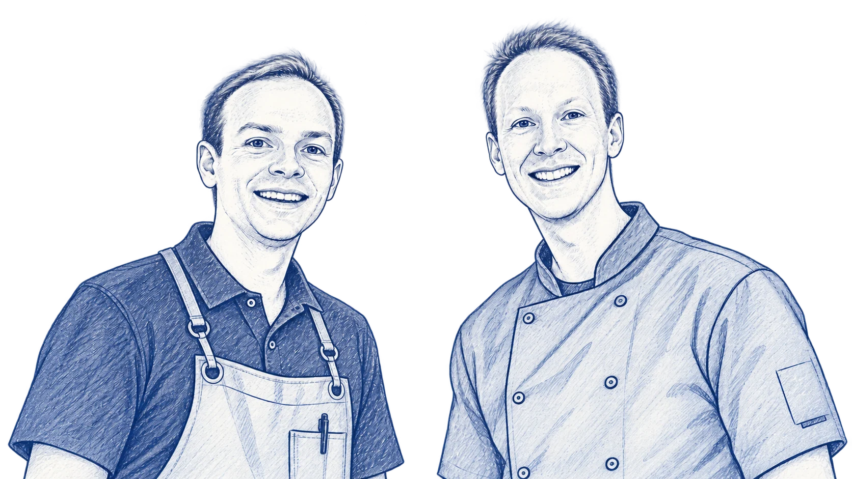 Illustration der Gastgeber René und Philipp von CHEZ P!PPO